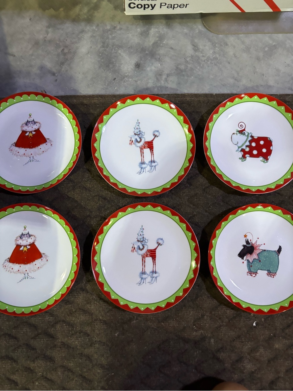 Holiday Animal Appetizer Plates in Red & Green - Festive Dining Set Dept 56